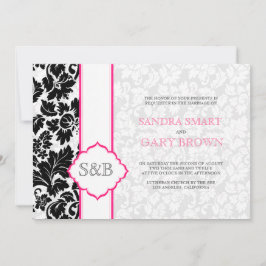 Elegante Schwarz-Weiß-Damaskus-Hochzeit Einladung
