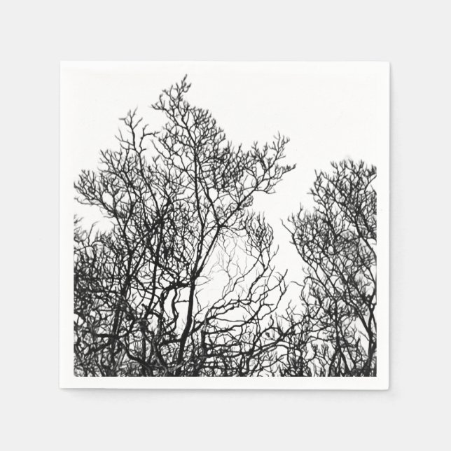 Elegante Schwarz-Weiß-Dekorierte Baum Serviette (Vorderseite)