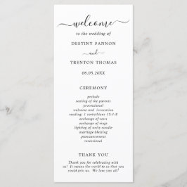 Elegante Schwarz-Weiß-Einfache Hochzeit Programm