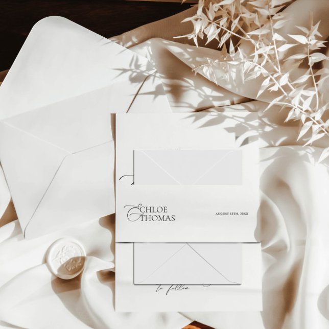 Elegante Schwarz-Weiß-Einladung Einladungsbanderole (Elegant Black & White Wedding Invitation Invitation Belly Band)