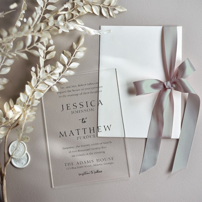 Elegante Schwarz-Weiß-Einladung zur Hochzeit Acryleinladungen (Von Creator hochgeladen)