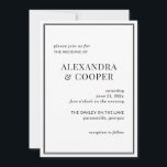 Elegante Schwarz-Weiß-Einladung zur Hochzeit Einladung<br><div class="desc">Eine elegante,  in Schwarz und Weiß gestaltete Hochzeitseinladung eignet sich perfekt für eine klassische oder minimalistische Hochzeit. Personalisieren Sie einfach Text und Details. Für zusätzlichen Luxus,  drucken Sie auf metallischem Kartenmaterial. Entspricht den Gegenständen in der modernen Black and White Wedding Suite.</div>