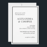 Elegante Schwarz-Weiß-Einladung zur Hochzeit Einladung<br><div class="desc">Eine elegante,  in Schwarz und Weiß gestaltete Hochzeitseinladung eignet sich perfekt für eine klassische oder minimalistische Hochzeit. Personalisieren Sie einfach Text und Details. Für zusätzlichen Luxus,  drucken Sie auf metallischem Kartenmaterial. Entspricht den Gegenständen in der modernen Black and White Wedding Suite.</div>