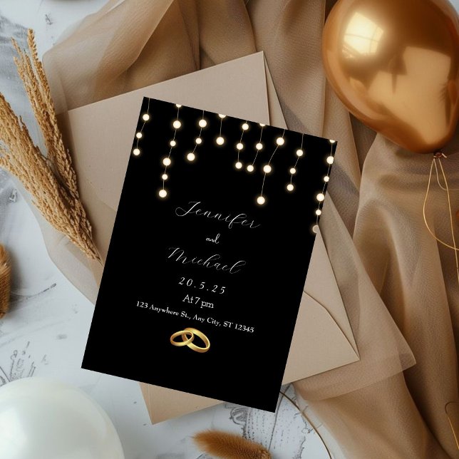 Elegante Schwarz-Weiß-Einladung zur Hochzeit Einladung (Elegant Black and White Wedding Invitation)