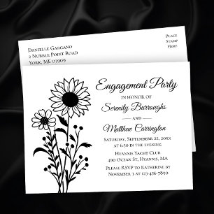 Elegante Schwarz-Weiß-Engagement-Partei Postkarte