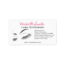 Elegante Schwarz-Weiß-Eyelashes Lash-Bar Zeichnend Adressaufkleber