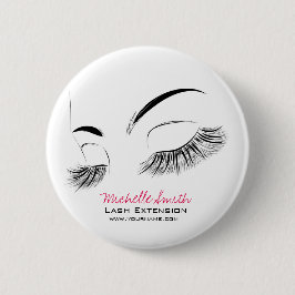 Elegante Schwarz-Weiß-Eyelashes Lash-Bar Zeichnend Button
