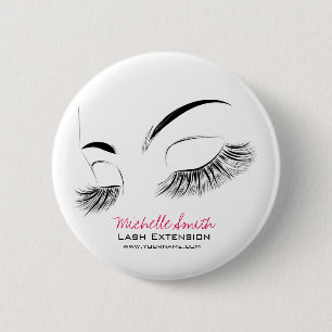 Elegante Schwarz-Weiß-Eyelashes Lash-Bar Zeichnend Button