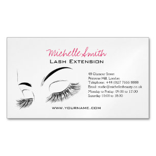 Elegante Schwarz-Weiß-Eyelashes Lash-Bar Zeichnend Magnetische Visitenkarte