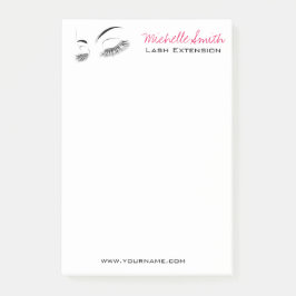 Elegante Schwarz-Weiß-Eyelashes Lash-Bar Zeichnend Post-it Klebezettel