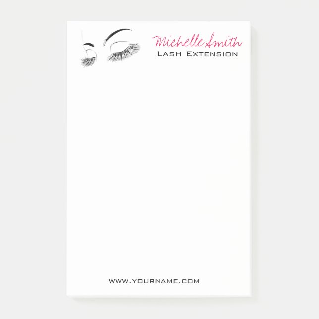 Elegante Schwarz-Weiß-Eyelashes Lash-Bar Zeichnend Post-it Klebezettel (Vorderseite)