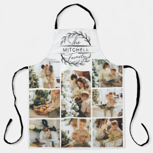 Elegante Schwarz-Weiß-Familienfoto-Collage Schürze