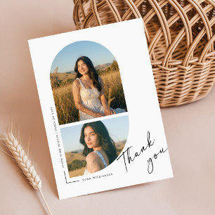 Elegante Schwarz-Weiß-Foto-Abschluss-Dankeschön Postkarte