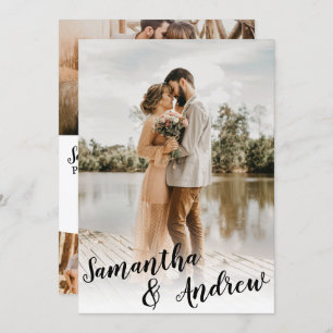 Elegante Schwarz-Weiß-Foto-Hochzeit Einladung