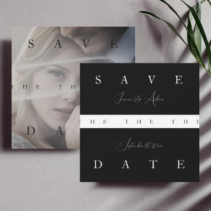 Elegante Schwarz-Weiß-Foto-Hochzeit Save The Date