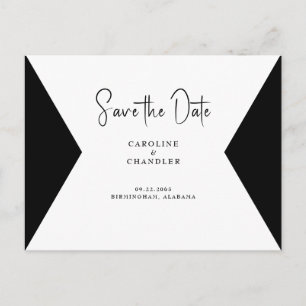 Elegante Schwarz-Weiß-Foto-Hochzeit Save-the-Date- Postkarte