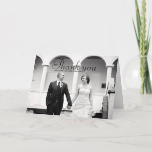 Elegante Schwarz-Weiß-Foto-Hochzeits-Dankeskarten Dankeskarte
