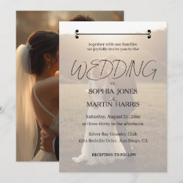 Elegante Schwarz-Weiß-Foto-Overlay-Hochzeit Einladung