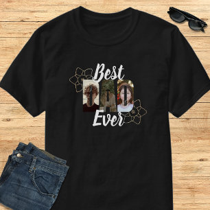 Elegante Schwarz-Weiß-Fotocollage „Bester Vater al T-Shirt