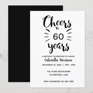 Elegante Schwarz-Weiß-Gefallen bis 60 Jahre Einladung