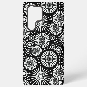 Elegante Schwarz-Weiß-Geometrische Blumen-Sonnenst Samsung Galaxy Hülle