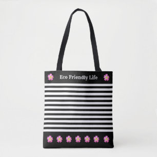 Elegante schwarz-weiß gestreifte Tasche