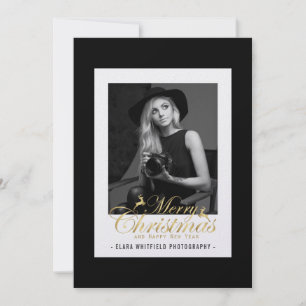 Elegante Schwarz-Weiß-Gold-Fotografie-Geschäft Feiertagskarte
