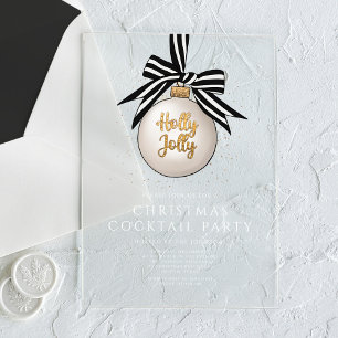 Elegante Schwarz-Weiß-Gold-Weihnachts-Cocktailpart Acryleinladungen