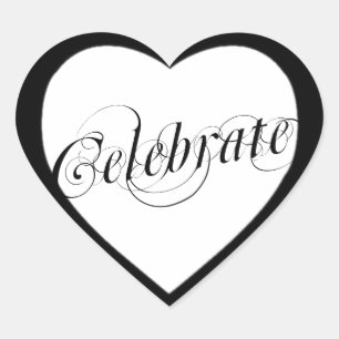 Elegante Schwarz-Weiß-Heart-Sticker Herz-Aufkleber