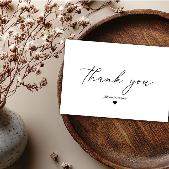 Elegante Schwarz-weiß Heart Wedding Dankeschön Car Dankeskarte (Von Creator hochgeladen)