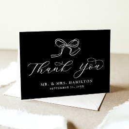 Elegante Schwarz-Weiß-Hochzeit Dankeskarte