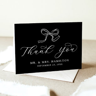 Elegante Schwarz-Weiß-Hochzeit Dankeskarte