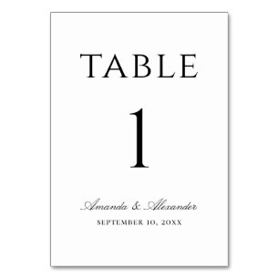 Elegante Schwarz-Weiß-Hochzeit, einfach minimalist Tischnummer