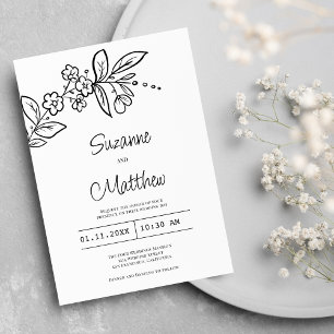 Elegante Schwarz-Weiß-Hochzeit Einladung
