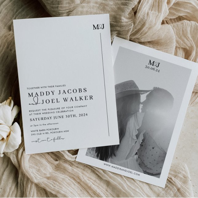 Elegante Schwarz-Weiß-Hochzeit Einladung MADDY (Von Creator hochgeladen)