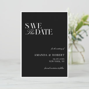 Elegante Schwarz-Weiß-Hochzeit im Stil des alten G Save The Date