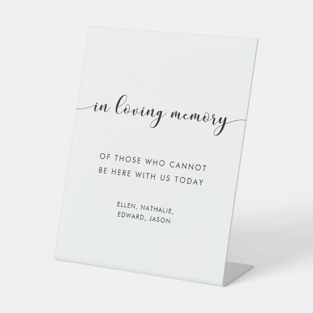 Elegante Schwarz-Weiß-Hochzeit in liebevollem Gedä Sockelschild (Vorderseite)