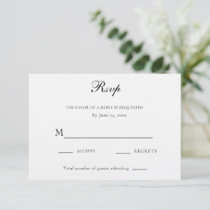 Elegante Schwarz-Weiß-Hochzeit klassisch RSVP Karte