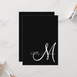 Elegante Schwarz-Weiß-Hochzeit mit Initialen  Einladung