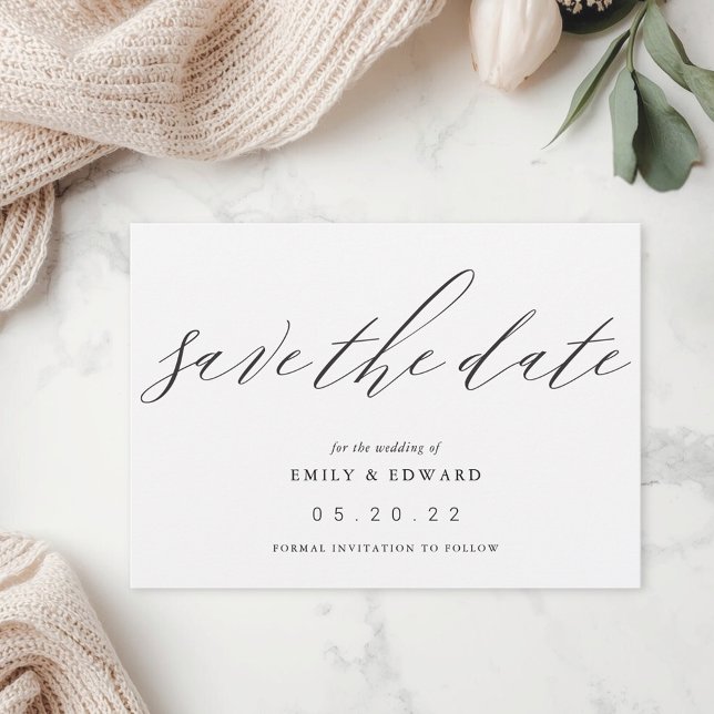 Elegante Schwarz-Weiß-Hochzeit ohne Foto Save The Date (Von Creator hochgeladen)