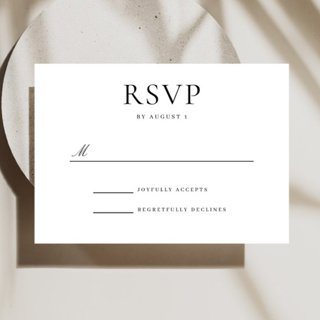 Elegante Schwarz-Weiß-Hochzeit-RSVP-Karte RSVP Karte (Von Creator hochgeladen)