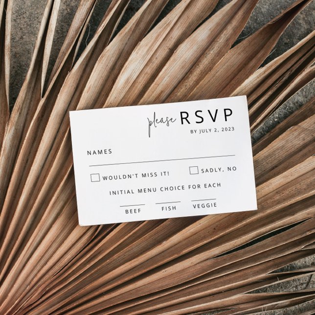 Elegante Schwarz-Weiß-Hochzeit-RSVP-Karte RSVP Karte (Von Creator hochgeladen)