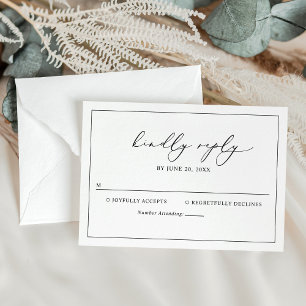 Elegante Schwarz-Weiß-Hochzeit-RSVP-Karte RSVP Karte