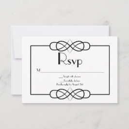 Elegante Schwarz-Weiß-Hochzeit-RSVP-Karte RSVP Karte