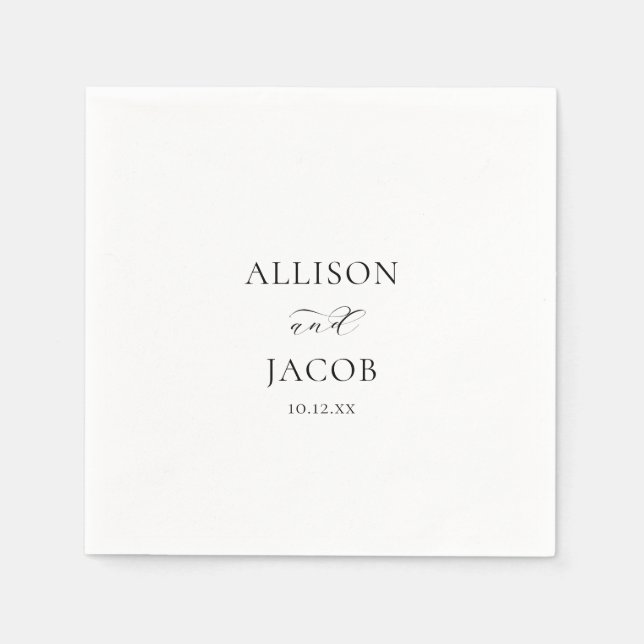 Elegante Schwarz-Weiß-Hochzeit Serviette (Vorderseite)