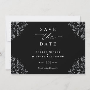 Elegante Schwarz-Weiß-Hochzeit speichert das Datum Save The Date
