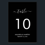 Elegante Schwarz-Weiß-Hochzeit Tischnummer<br><div class="desc">Benutzerdefinierte Schwarz-Weiß-Hochzeitskarte mit einem modernen Script-Schriftart. Matching-Elemente verfügbar.</div>