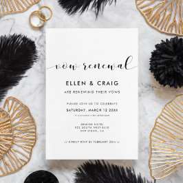 Elegante Schwarz-Weiß-Hochzeitserneuerung Einladung