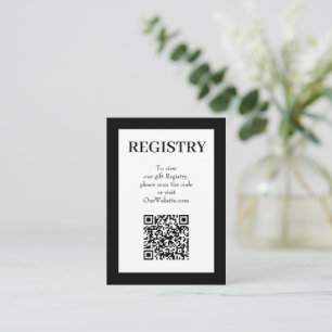 Elegante Schwarz-Weiß-Hochzeitsregistrierungs-QR-C Begleitkarte