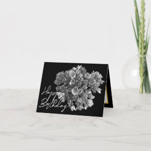 Elegante Schwarz-Weiß-Hortensien-Geburtstag botani Karte